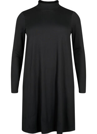 Zizzi FLASH – Pitkähihainen mekko poolokauluksella, Black, Packshot image number 0