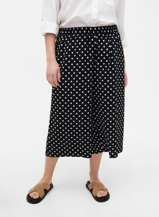Zizzi Culottes-housut kuosilla, Black Dot, Model image number 2