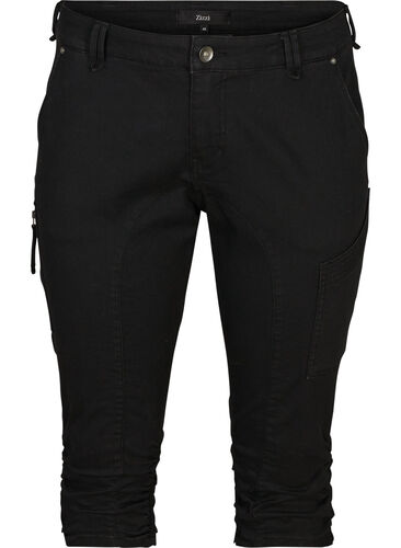 Zizzi Slim fit farkkucaprit taskuilla, Black, Packshot image number 0