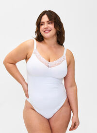 Shapewear-body nauhoilla, Bright White, Model