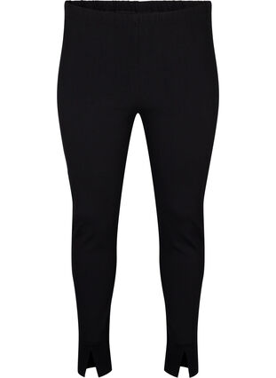 Zizzi Viskoosiset leggingsit etuhalkioilla, Black, Packshot image number 0