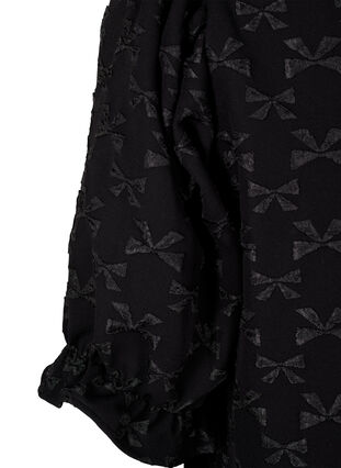 Zizzi Lyhythihainen jakardipusero, jossa on rusetteja, Black W. Bow, Packshot image number 3