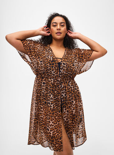 Zizzi Painokuvioitu rantakimono, Leopard, Model image number 0