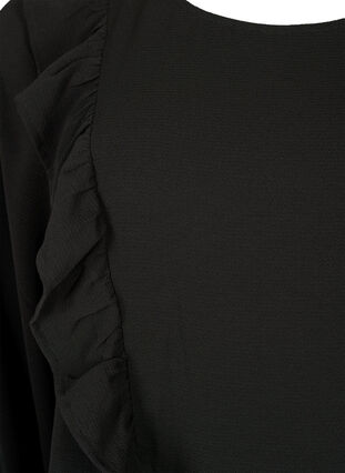 Zizzi Pitkähihainen pusero röyhelöillä, Black, Packshot image number 2