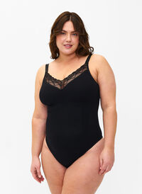 Shapewear-body nauhoilla, Black, Model