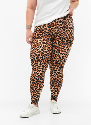 Zizzi Viskoosileggingsit leopardikuviolla, Leo, Model image number 0