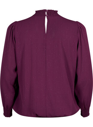 Zizzi FLASH - Pitkähihainen pusero, jossa on smokkaus ja kimalletta.	, Purple w. Silver, Packshot image number 1