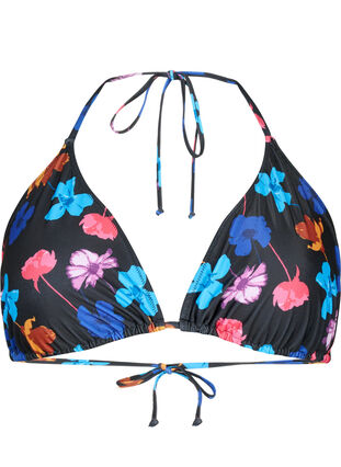 Zizzi Kolmiomallinen bikiniyläosa printillä, Black Flower AOP, Packshot image number 0