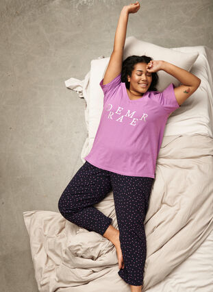 Zizzi Puuvillaiset pyjamahousut printillä, Night Sky Dot, Image image number 0
