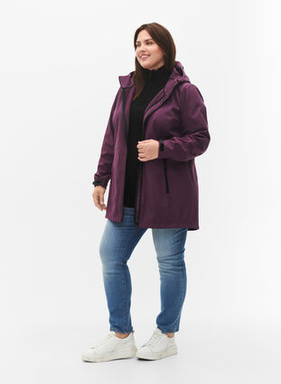 Zizzi Lyhyt softshell takki taskuilla, Hortensia, Model image number 2