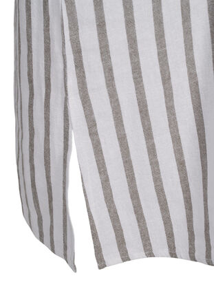 Zizzi Raidallinen tunikamekko pellavan ja viskoosin sekoitusta, White Stripe, Packshot image number 3