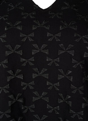 Zizzi Lyhythihainen jakardipusero, jossa on rusetteja, Black W. Bow, Packshot image number 2