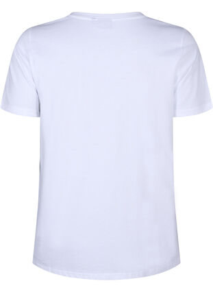 Zizzi Puuvillainen T-paita rusetilla, Bright Wh. W. Black , Packshot image number 1