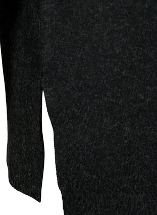 Zizzi Meleerattu halkiollinen neulepusero, Dark Grey Melange, Packshot image number 3