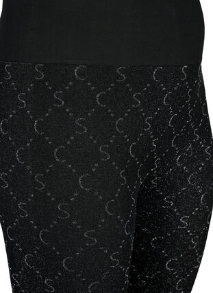 Zizzi Saumattomat leggingsit hopeanvärisellä kuviolla, Black, Packshot image number 2