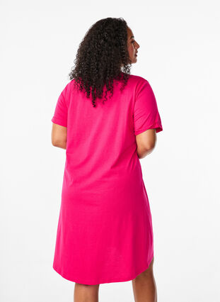 Zizzi Puuvillainen t-paitamekko, Bright Rose, Model image number 1