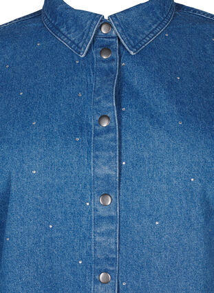 Zizzi Farkkupaita tekojalokivillä ja 3/4-pituisilla hihoilla, Bl. Denim Rhinestone, Packshot image number 2