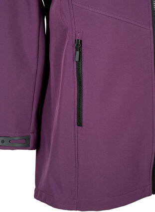 Zizzi Lyhyt softshell takki taskuilla, Hortensia, Packshot image number 3