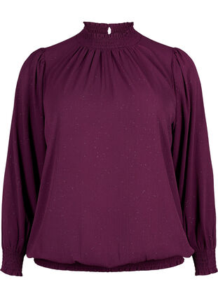 Zizzi FLASH - Pitkähihainen pusero, jossa on smokkaus ja kimalletta.	, Purple w. Silver, Packshot image number 0