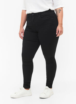 Zizzi Super slim Amy-farkut korkealla vyötäröllä, Black, Model image number 2