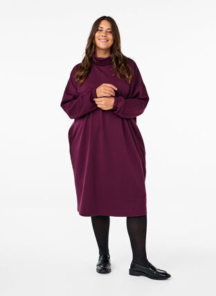 Zizzi A-linjainen turtleneck-mekko, Fig, Model image number 2