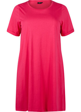 Zizzi Puuvillainen t-paitamekko, Bright Rose, Packshot image number 0