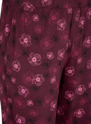 Zizzi Puuvillaiset pyjamahousut printillä, Fig Flower AOP, Packshot image number 2