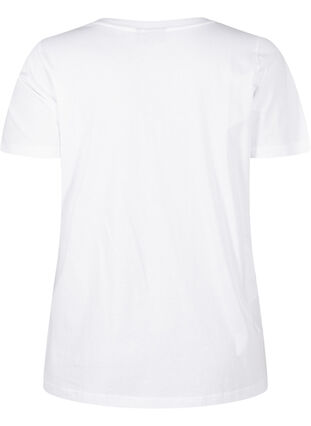 Zizzi Puuvillainen T-paita tekojalokivillä, Bright White, Packshot image number 1