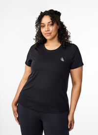 T-paita tiukalla istuvuudella ja pyöreällä kaula-aukolla, Black, Model