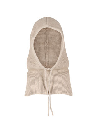 Zizzi Neulottu balaclava, jossa on kiristysnauhat, Silver Mink, Packshot image number 0