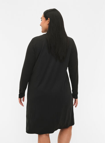 Zizzi FLASH – Pitkähihainen mekko poolokauluksella, Black, Model image number 1