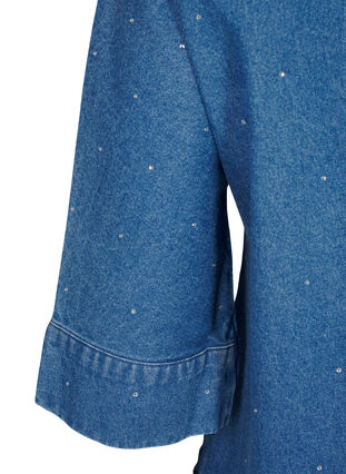 Zizzi Farkkupaita tekojalokivillä ja 3/4-pituisilla hihoilla, Bl. Denim Rhinestone, Packshot image number 3