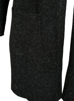 Zizzi Kirjava neuletakki taskuilla, Dark Grey Melange, Packshot image number 3