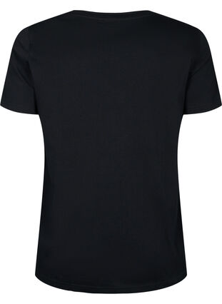 Zizzi Puuvillainen t-paita, jossa on paljetteja, Black W. Face, Packshot image number 1