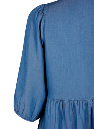 Zizzi TENCEL™ Lyocell -farkkumekko, jossa on 3/4- hihat, Blue Denim, Packshot image number 3