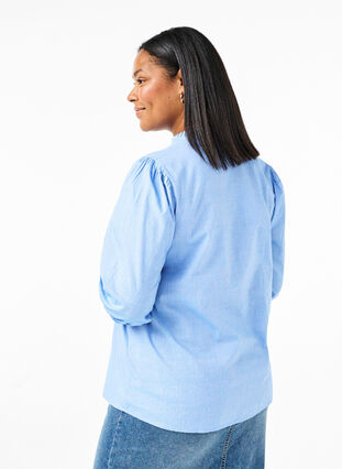 Zizzi Puuvillainen paitapusero kirjailluilla kukilla, Vista Bl. W. White, Model image number 1