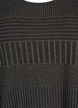 Zizzi Pusero, jossa on 3/4 -hihat ja raidallinen kuvio, Dark Grey Melange, Packshot image number 2