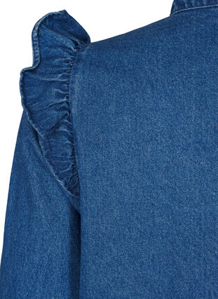 Zizzi Farkkumekko röyhelöillä ja A-leikkauksella, Blue Denim, Packshot image number 3