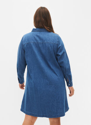 Zizzi Farkkumekko napeilla, Blue Denim, Model image number 1