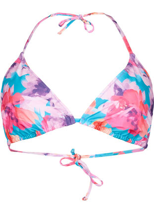 Zizzi Kolmiomallinen bikiniyläosa printillä, Pink Flower, Packshot image number 0