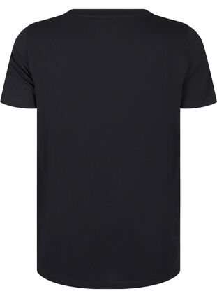 Zizzi Puuvillainen T-paita tekojalokivillä, Black, Packshot image number 1