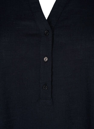 Zizzi Puuvillainen paitapusero v-aukolla, Black, Packshot image number 2