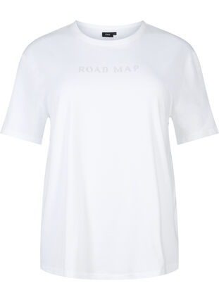 Zizzi Luomupuuvillasta valmistettu t-paita, jossa on koristeellisia kiviä, White, Packshot image number 0