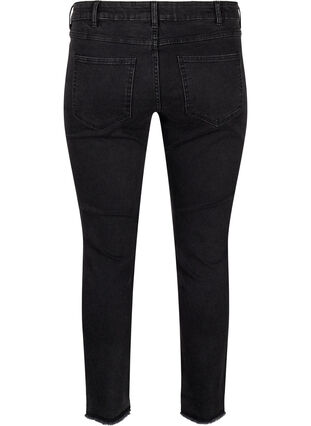 Zizzi Cropatut Emily-farkut, joiden lahkeissa on revityt reunat, Dark Grey Denim, Packshot image number 1