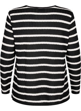 Zizzi Raidallinen ja pitkähihainen pusero, Black Sand Stripe, Packshot image number 1