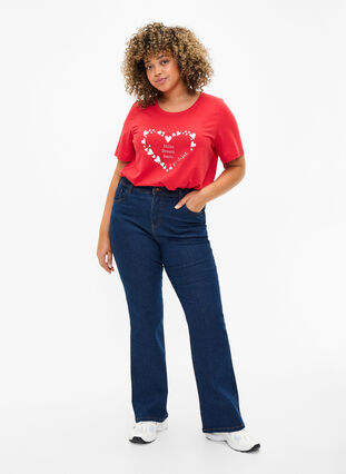 Zizzi FLASH – kuviollinen t-paita, High Risk Red Heart, Model image number 2