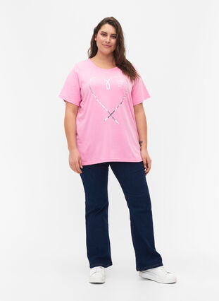 Zizzi FLASH – kuviollinen t-paita, Begonia Pink, Model image number 2