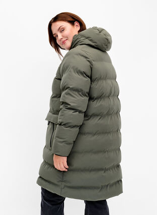 Zizzi Puffer-takki hupulla ja taskuilla, Beluga, Model image number 1