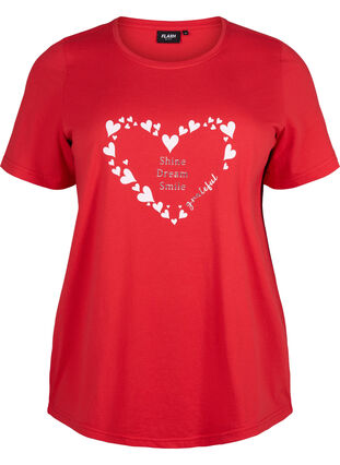 Zizzi FLASH – kuviollinen t-paita, High Risk Red Heart, Packshot image number 0