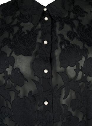 Zizzi Jacquard-paita helminapeilla, Black, Packshot image number 2